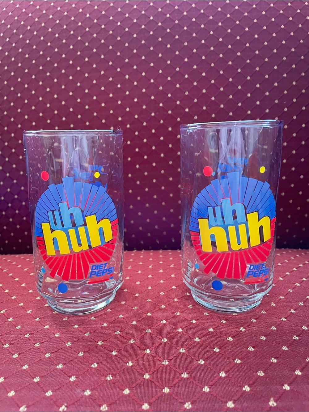 Early 1990s set of 2 Diet Pepsi glasses, in amazing condition